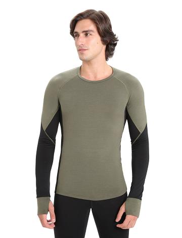 Loden / Black Icebreaker BodyfitZone™ Merino 260 Zone Long Sleeve Crewe Thermal Top Men's Base Layers | AU 1380FDNM